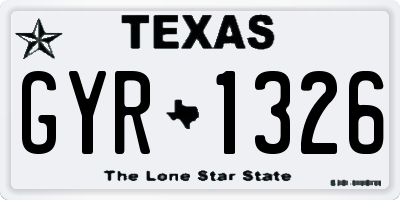 TX license plate GYR1326