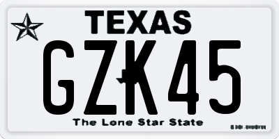 TX license plate GZK45