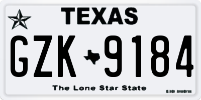 TX license plate GZK9184