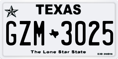 TX license plate GZM3025