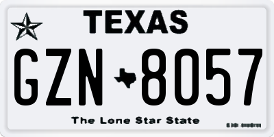 TX license plate GZN8057