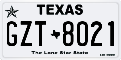 TX license plate GZT8021