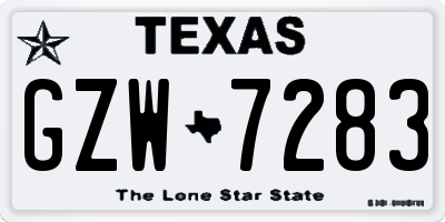 TX license plate GZW7283