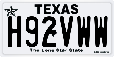 TX license plate H92VWW