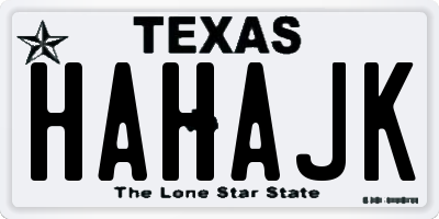 TX license plate HAHAJK