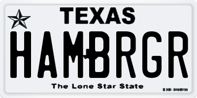 TX license plate HAMBRGR