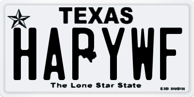 TX license plate HAPYWF