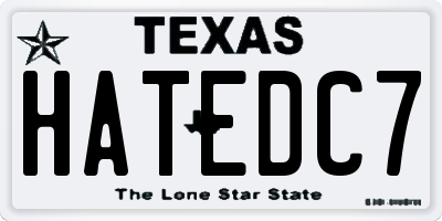TX license plate HATEDC7