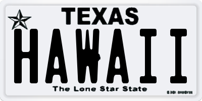 TX license plate HAWAII