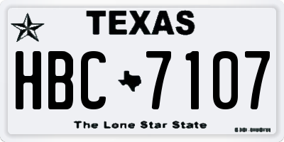 TX license plate HBC7107