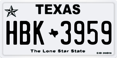 TX license plate HBK3959