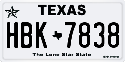 TX license plate HBK7838