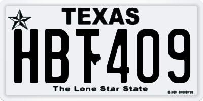 TX license plate HBT409