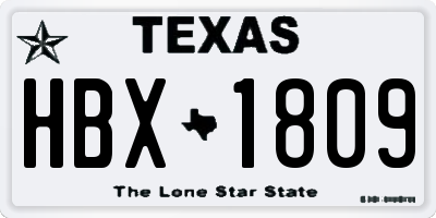 TX license plate HBX1809