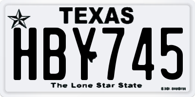 TX license plate HBY745