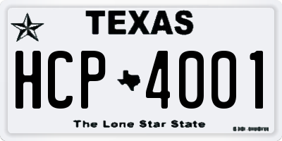 TX license plate HCP4001