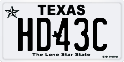 TX license plate HD43C