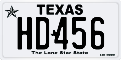 TX license plate HD456