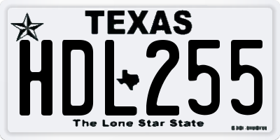 TX license plate HDL255