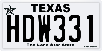 TX license plate HDW331