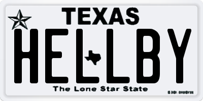 TX license plate HELLBY