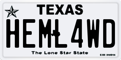 TX license plate HEML4WD