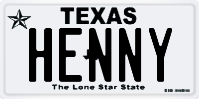 TX license plate HENNY