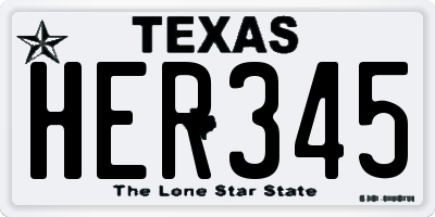 TX license plate HER345