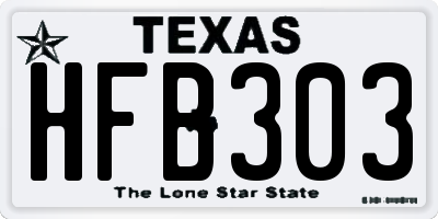 TX license plate HFB303