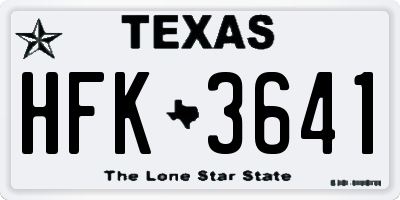 TX license plate HFK3641