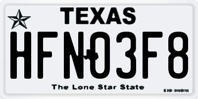 TX license plate HFN03F8