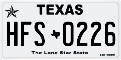 TX license plate HFS0226