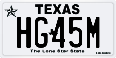 TX license plate HG45M