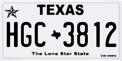 TX license plate HGC3812