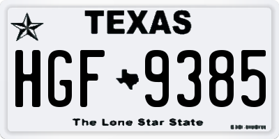 TX license plate HGF9385