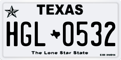 TX license plate HGL0532