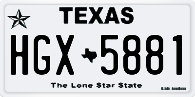 TX license plate HGX5881
