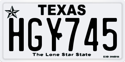 TX license plate HGY745