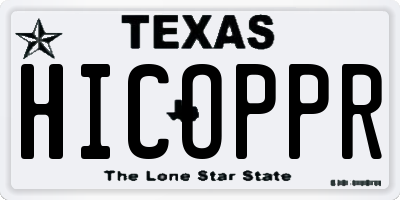 TX license plate HICOPPR