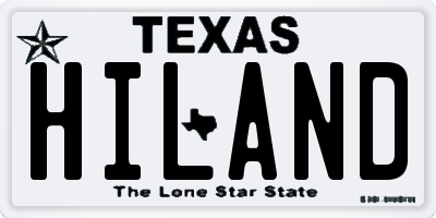 TX license plate HILAND