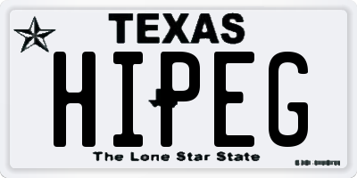 TX license plate HIPEG