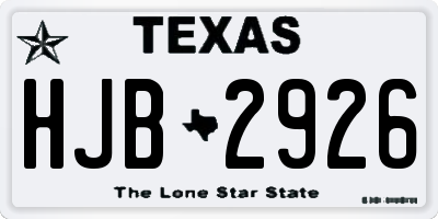 TX license plate HJB2926