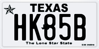 TX license plate HK85B