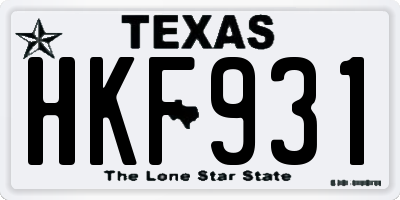 TX license plate HKF931