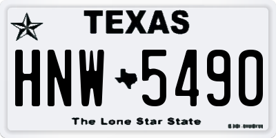 TX license plate HNW5490