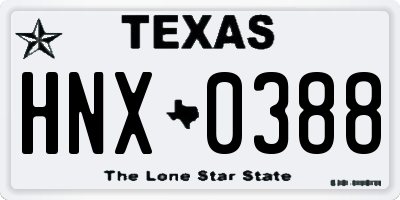 TX license plate HNX0388