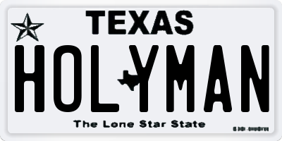 TX license plate HOLYMAN