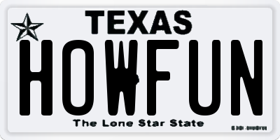 TX license plate HOWFUN