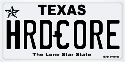 TX license plate HRDC0RE