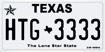 TX license plate HTG3333